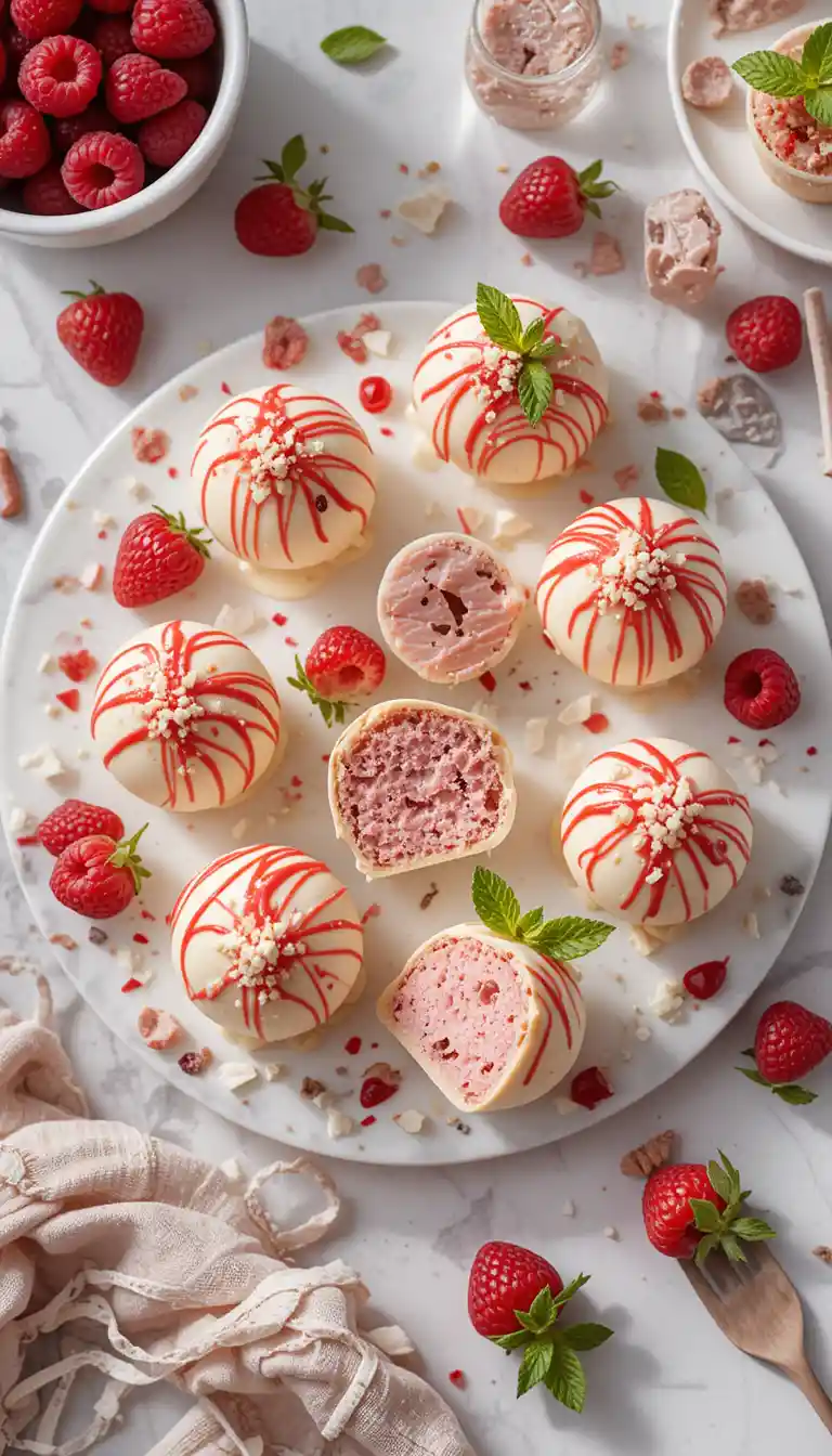 White Chocolate Raspberry Cheesecake Balls
